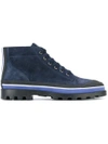 Valentino Garavani Striped Detail Lace-up Boots In Blue