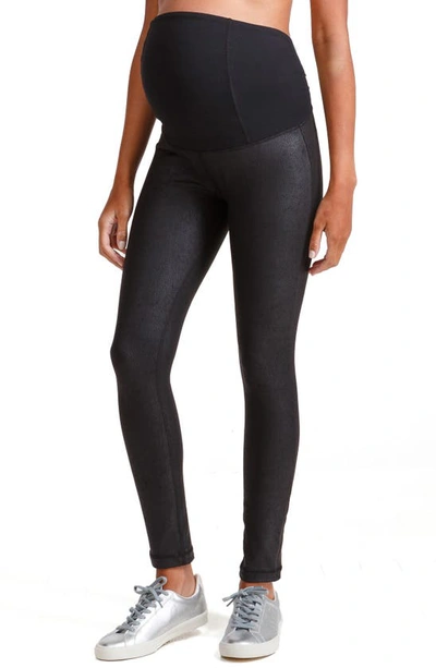 Ingrid & Isabelr Faux Leather Maternity Leggings In Jet Black