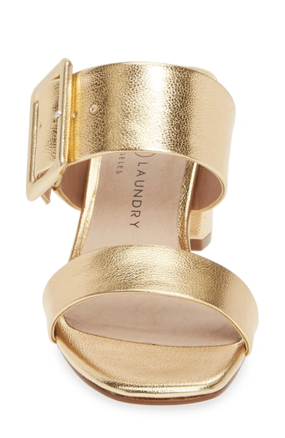 Chinese Laundry Yippy Block Heel Sandal In Gold Faux Leather