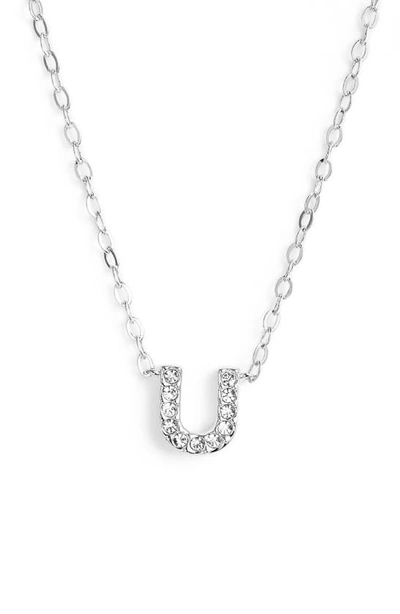 Nadri Initial Pendant Necklace In U Silver