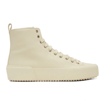 Jil Sander Off-white Canvas High-top Sneakers In 101 Natural