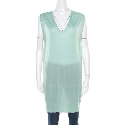 Pre-owned Paul And Joe Mint Green Cashmere And Silk Knit V-neck Sleeveless Tunic M