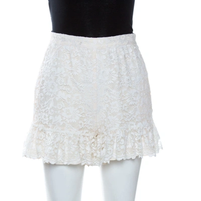 Pre-owned Dandg Cream Lace Frill Detail Shorts Xs