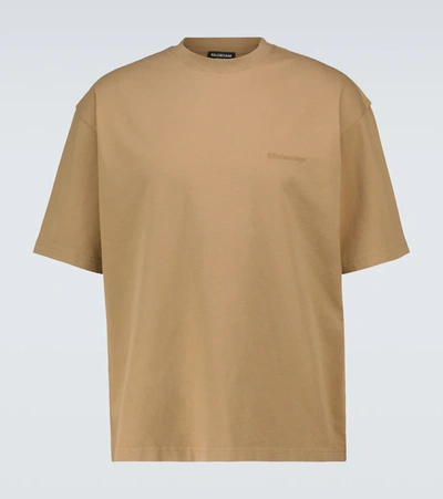 Balenciaga Medium-fit Short-sleeved T-shirt In Beige