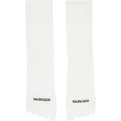Balenciaga White Logo Toe Socks In 9060 White
