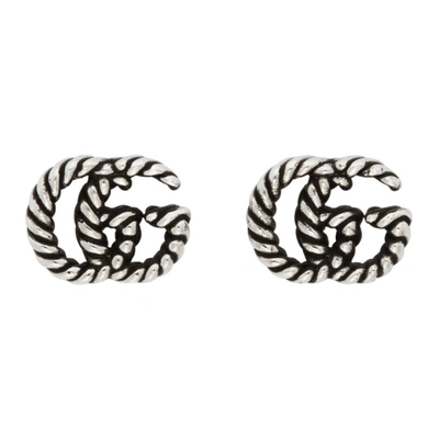 Gucci Silver Gg Marmont Stud Earrings