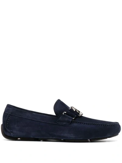 Ferragamo Sf-buckle Driver Moccasin In Blue