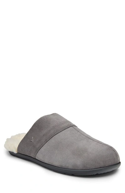 Vionic Alfons Faux Fur Slipper In Charcoal Suede