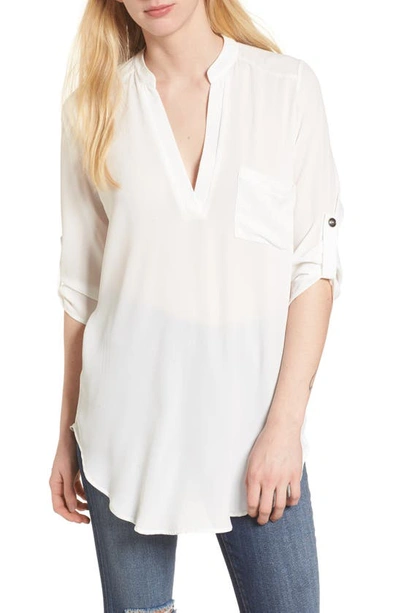 All In Favor Perfect Roll Tab Sleeve Tunic In Ivory