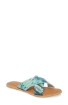 Coconuts By Matisse Pebble Slide Sandal In Blue Snake Print Leather