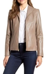 Cole Haan Signature Cole Haan Lambskin Leather Jacket In Taupe