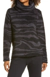 Zella Furry Fleece Funnel Neck Pullover In Black- Grey Sheldon Print