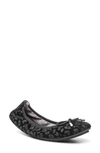 Me Too 'halle 2.0' Ballet Flat In Black Foil Print Leopard