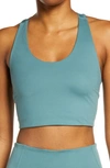 Zella Studio Lite Longline Bra In Teal Titanic