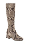 Steve Madden Dexie Block Heel Tall Boot In Natural Snake Print