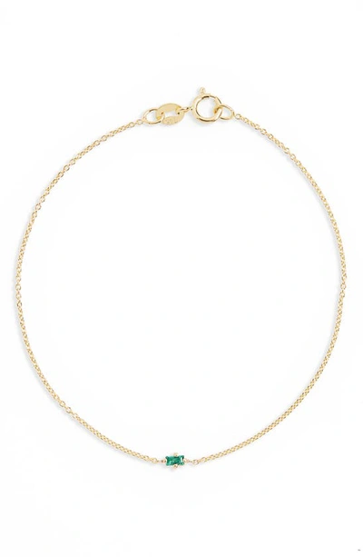 Lizzie Mandler Fine Jewelry Baguette Floating Bracelet In Yellow Gold/emerald