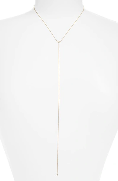 Lizzie Mandler Fine Jewelry Floating Baguette Y-necklace In Yellow Gold/white Diamond