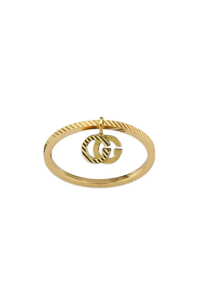 Gucci 18k Yellow Gold Running G Ring With Charm In Yg