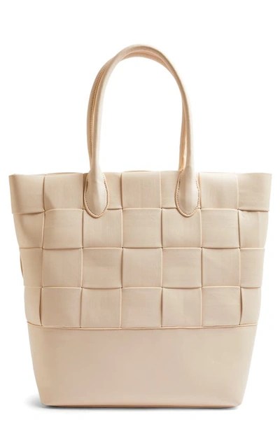 Topshop Weave Faux Leather Tote In Stone