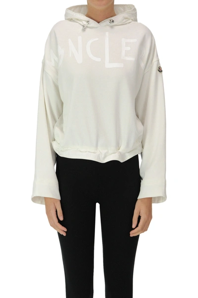 Moncler Nylon Hood Sweatshirt In Cream