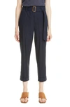 Vince Women's Belted Linen-blend Pants In Black