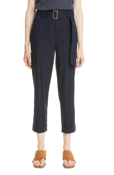 Vince Women's Belted Linen-blend Pants In Coastal