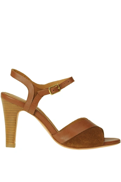 Anthology Paris Leather And Suede Sandals In Brown