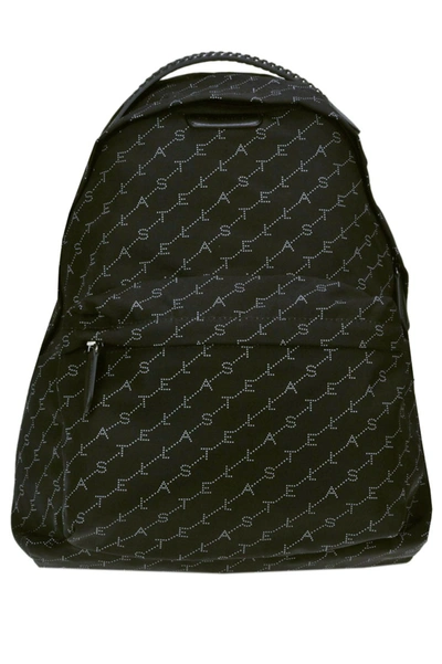 Stella Mccartney Designer Logo Nylon Backpack In Black