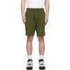 Nike Straight-leg Cotton-blend Tech-fleece Drawstring Shorts In Medium Olive/black