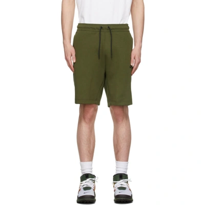 Nike Straight-leg Cotton-blend Tech-fleece Drawstring Shorts In Medium Olive/black
