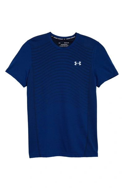 Under Armour Seamless Knit Wave T-shirt In American Blue/mod Grey