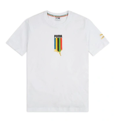 Puma Tfs Worldhood Graphic T-shirt In  White/gold
