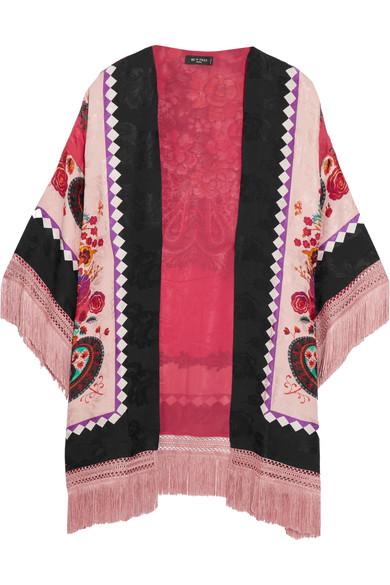 Etro Fringed Printed Silk-jacquard Kimono | ModeSens
