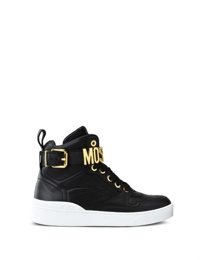 Moschino High-top Sneakers With Logo Lettering In Black