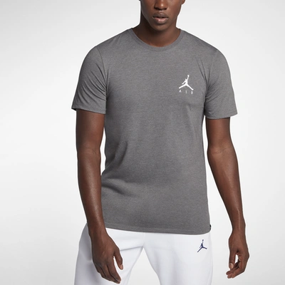 Jordan Jumpman Air Embroidered T-shirt In Carbon Heather/white