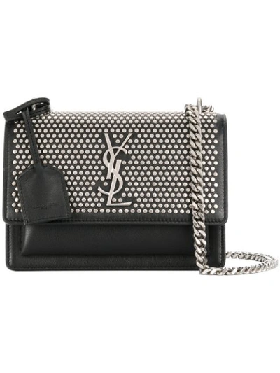 Saint Laurent Small Sunset Studded Leather Shoulder Bag - Black In Nero