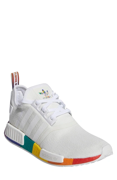 Adidas Originals Nmd R1 Pride Sneaker In White/white/white