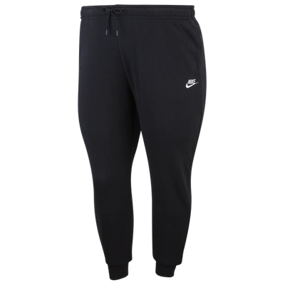 Nike Women's Sportswear Essential Oversized Woven Mid-rise Jogger Pants (plus Size) In Black/white/white