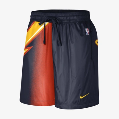 Nike Golden State Warriors City Edition Courtside Men's  Nba Shorts In College Navy,team Orange
