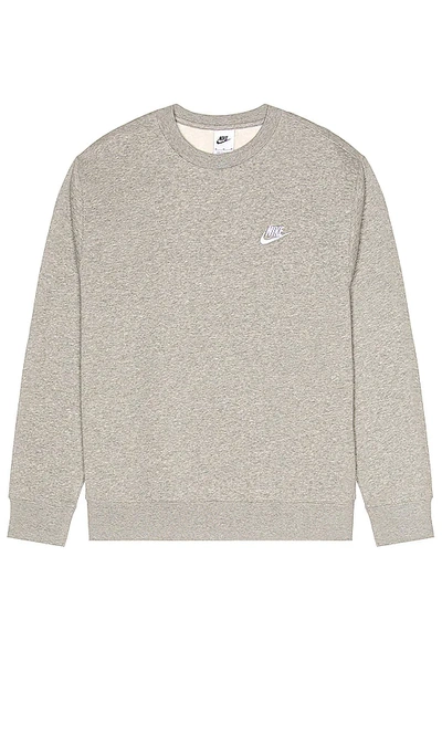 Nike Nsw Club Crew In Dark Grey Heather & White