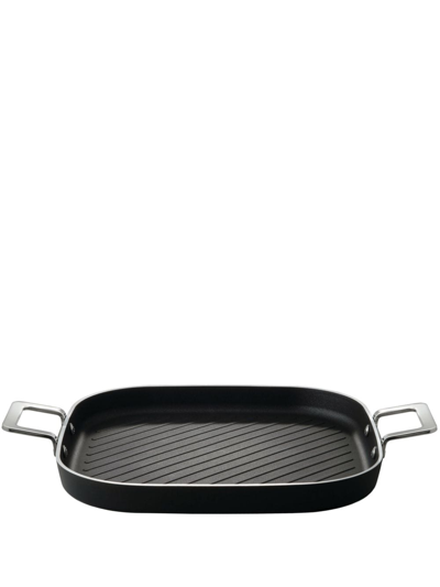 Alessi Aluminium And Magnetic Steel Grill Pan 29cm In Black