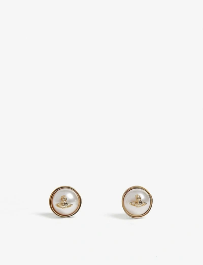 Vivienne Westwood Jewellery Olga Orb Sigil Earrings In Gold/pearl