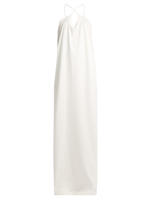 Vetements X Hanes Logo-print Cotton-jersey Maxi Dress In Off-white ...