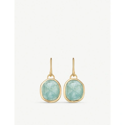 Monica Vinader Siren 18ct Gold-plated Vermeil Silver Wire Earrings With Aquamarine