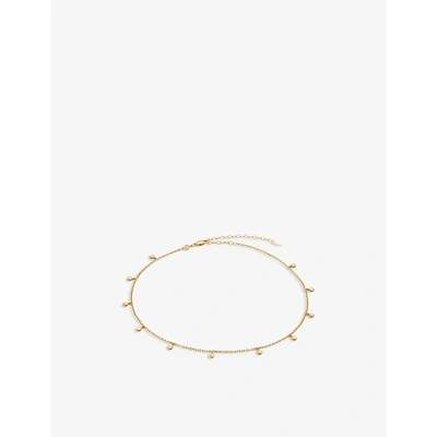 18ct Gold Plated Vermeil Silver Interstellar Cubic Zirconia Drop Choker  Necklace