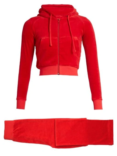 Vetements X Juicy Couture Cotton-blend Velour Tracksuit In Red