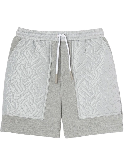 Burberry Kids' All Over Logo Cotton Sweat Shorts In Grey