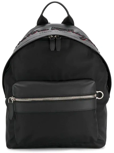 Ferragamo -embroidered Backpack, Black/red In Nero