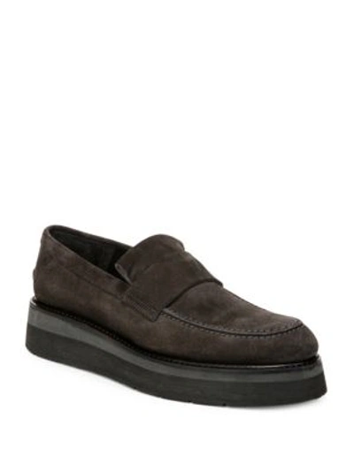 Vince Dorsey Leather Platform Loafers In Tarmac