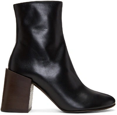 Acne Studios Back Saul Block Heel Boots In Black/black